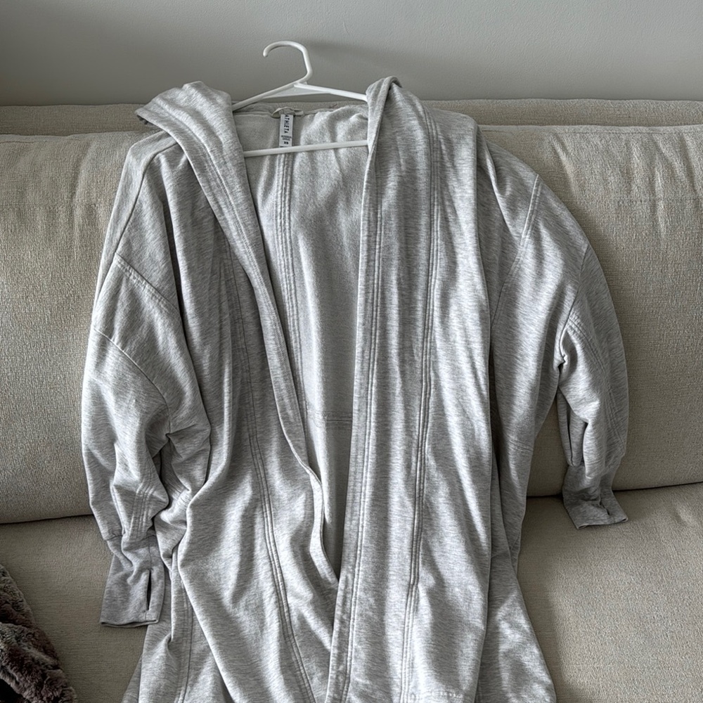 Athleta Cozy Gray Long Hooded Cardigan